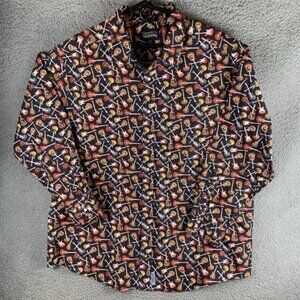 Cremieux Premium Denim Men’s Guitar Print Button Down Shirt 3XB Black